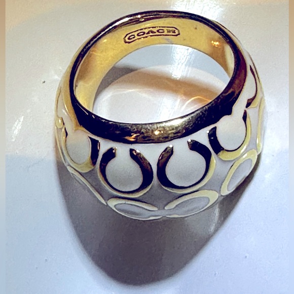 Coach Jewelry - 💘HP💘 COACH Sz 7 White Enamel Bubble Ring